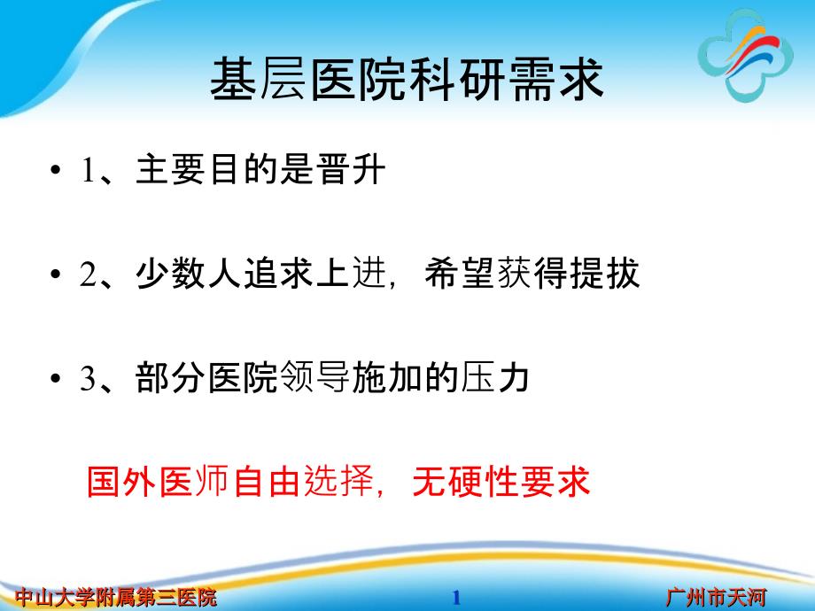 基层医院科研面临床的困难和需求ppt课件精选文档_第1页