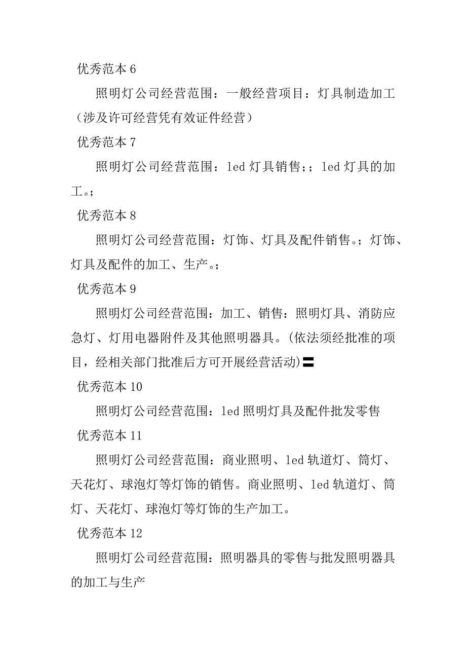 2023年照明灯经营范围(50个范本)_第2页