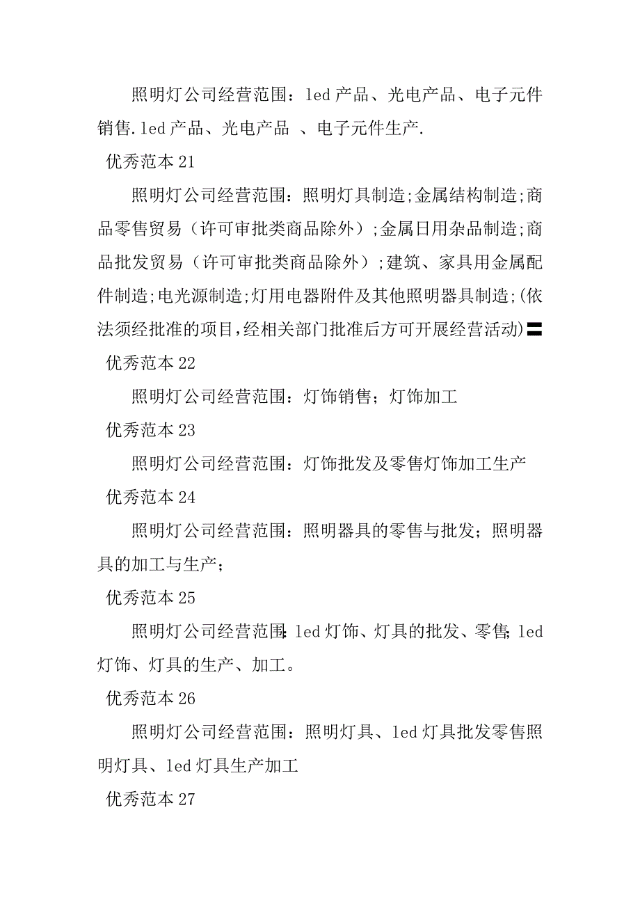 2023年照明灯经营范围(50个范本)_第4页