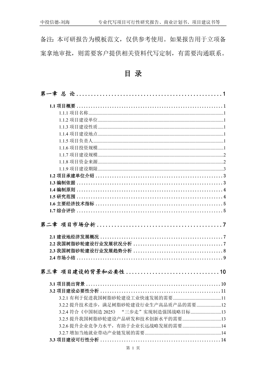 树脂砂轮建设项目可行性研究报告模板立项备案_第2页