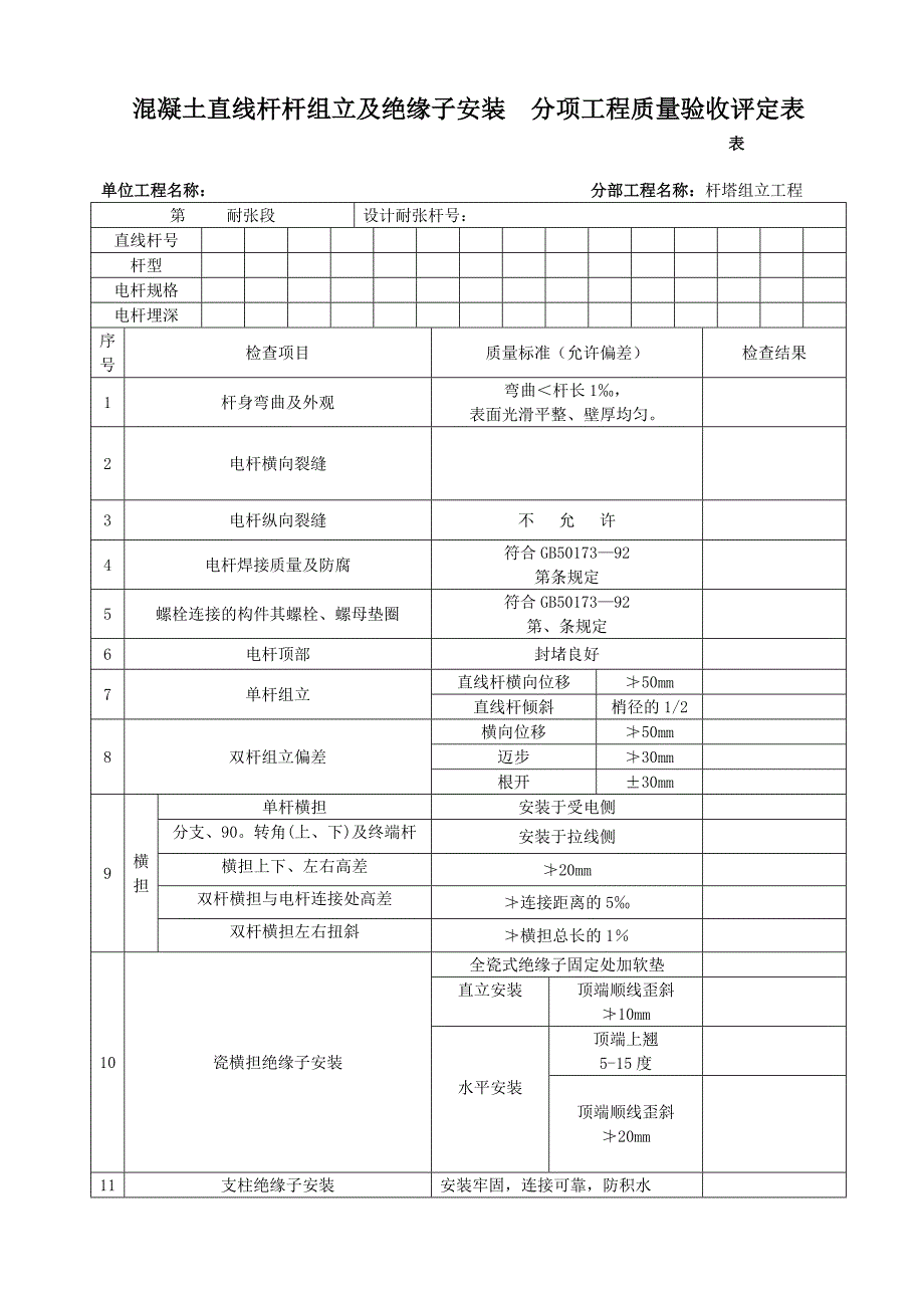 10kV分项工程质量验评表_第3页