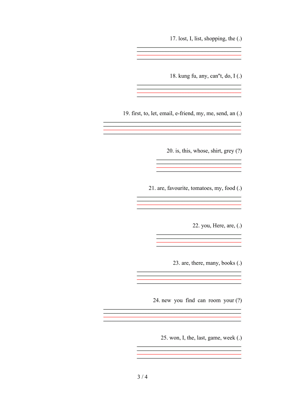 小学五年级外研版英语下学期连词成句过关专项练习_第3页