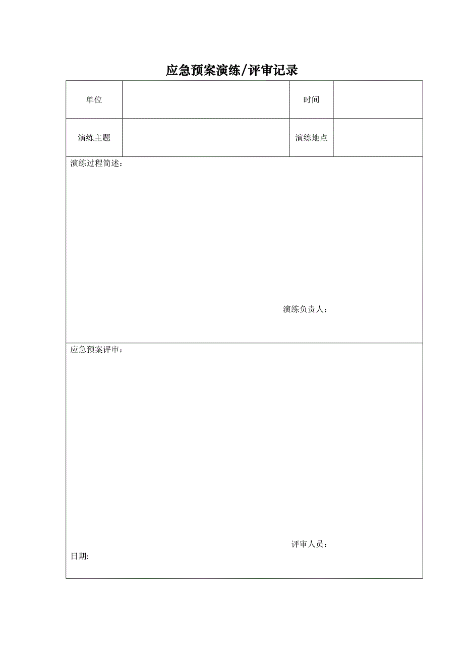 安全生产应急预案演练登记表、评审表.doc_第2页