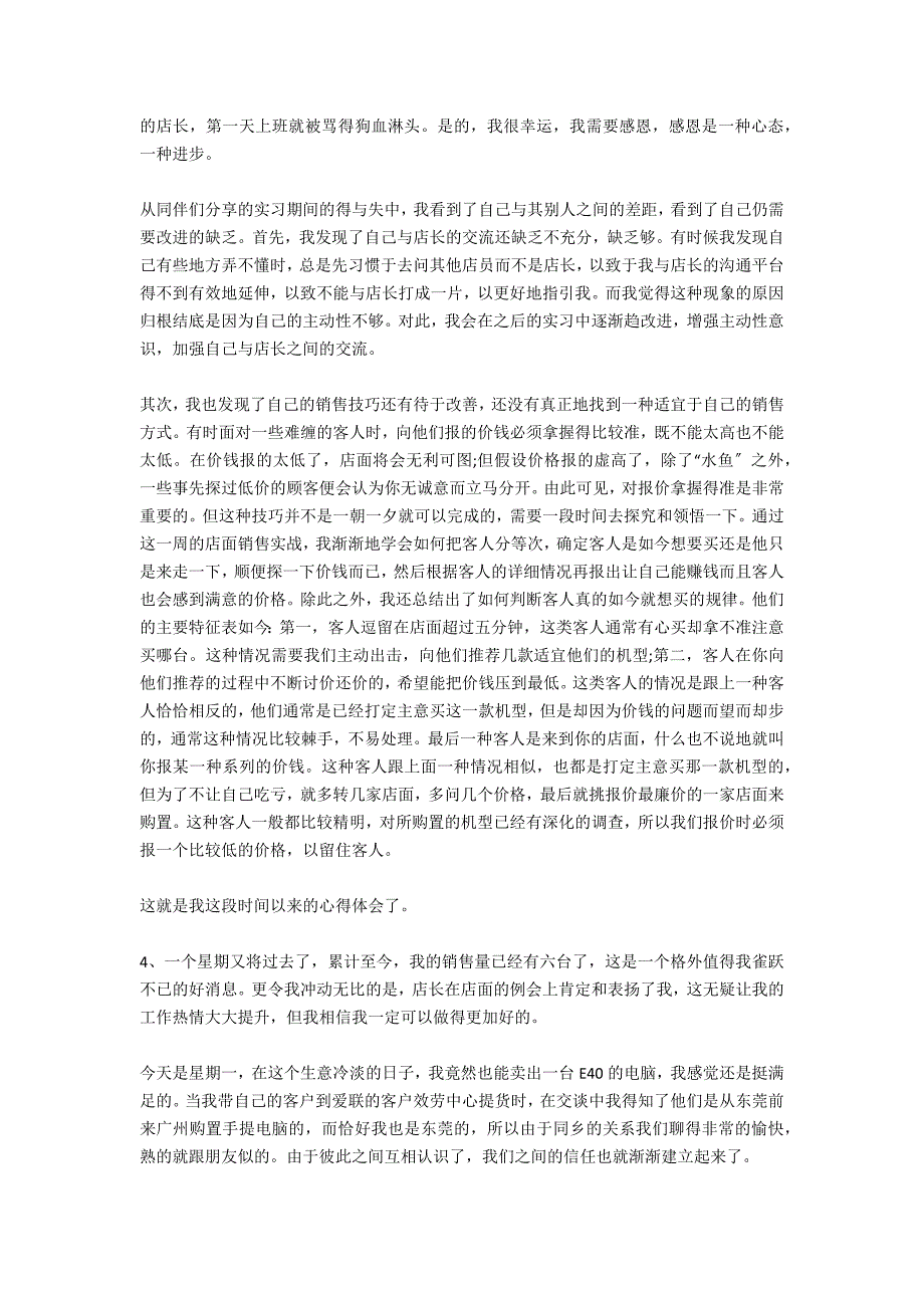 暑假关于销售电脑实习报告范文_第4页