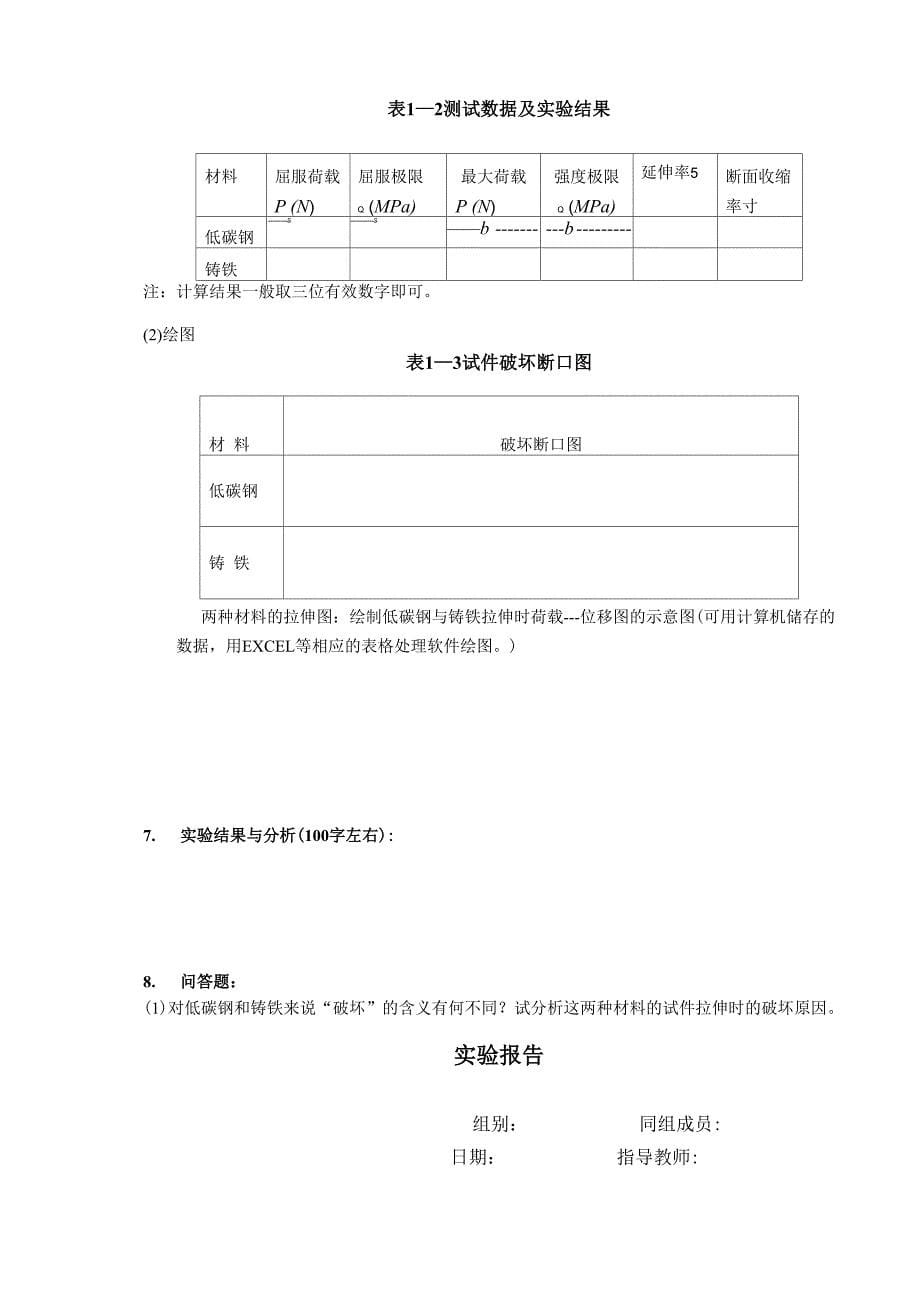 材料力学实验报告(半)_第5页