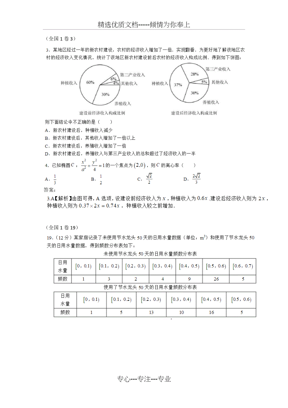 2018年各地高考数学文科分类汇编——统计与概率_第1页