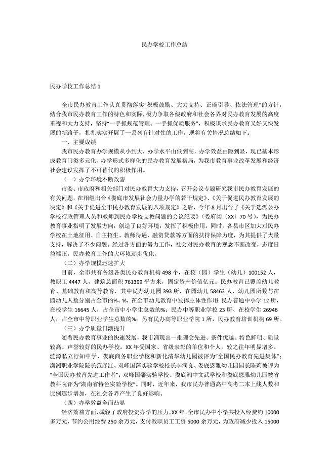 民办学校工作总结.docx