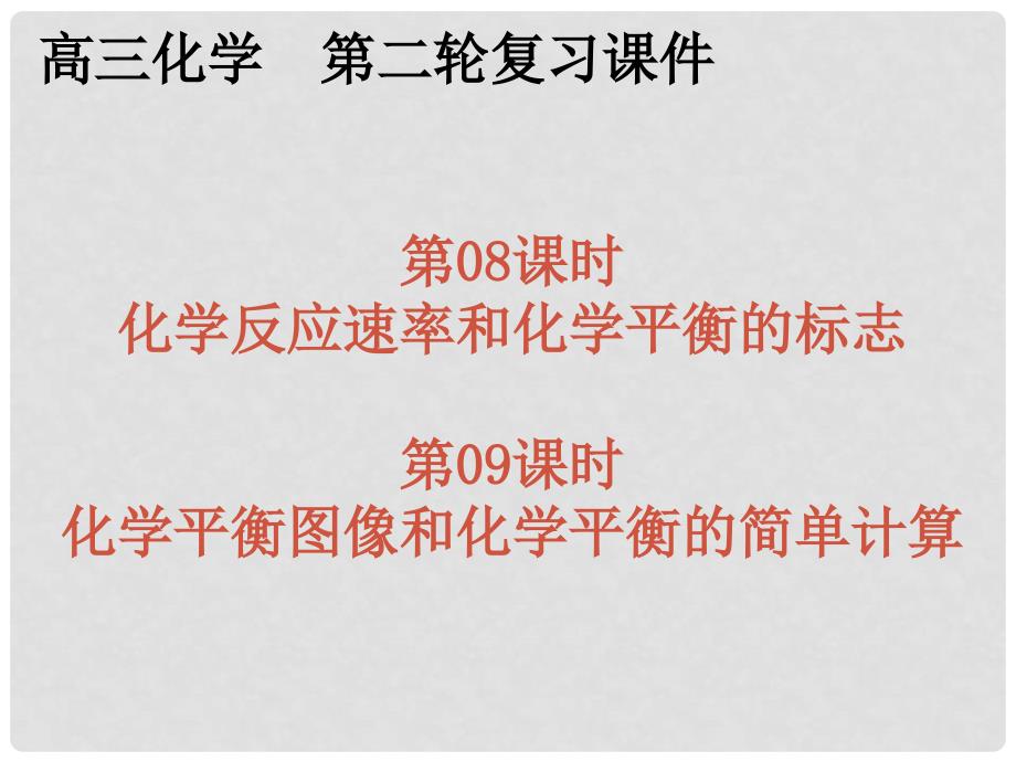 湖南省师大附中高考化学总复习 专题二 第08、09课时 化学反应速率和化学平衡的标志课件_第1页