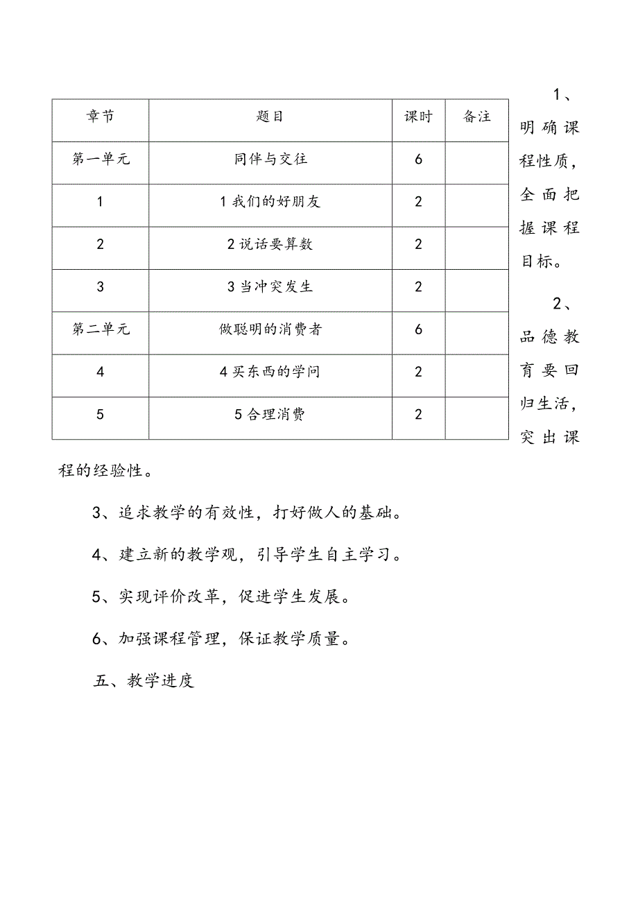 2021年春期部编版《道德与法治》四年级下册教学计划及进度安排_第4页