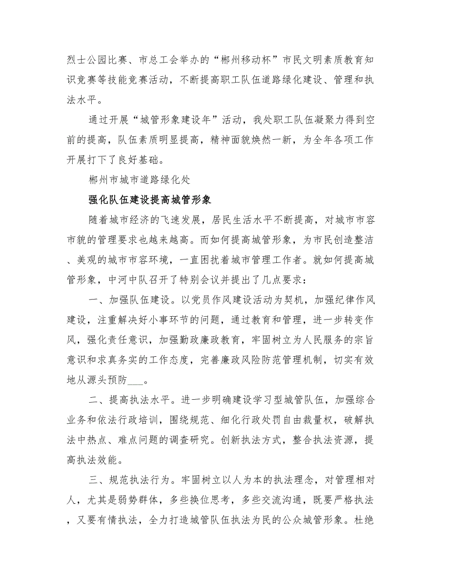 2022“城管形象建设年”活动工作总结_第4页