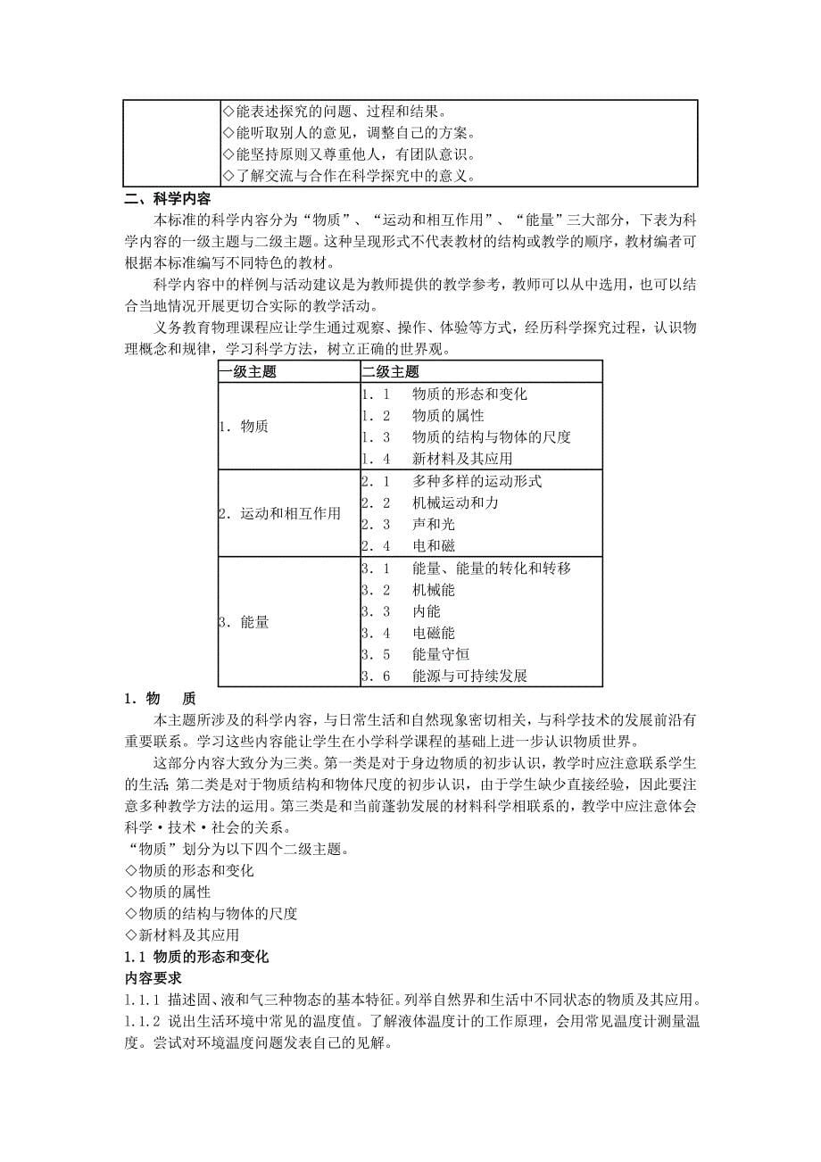 教育部《义务教育初中物理课程标准》（2011年版）_第5页