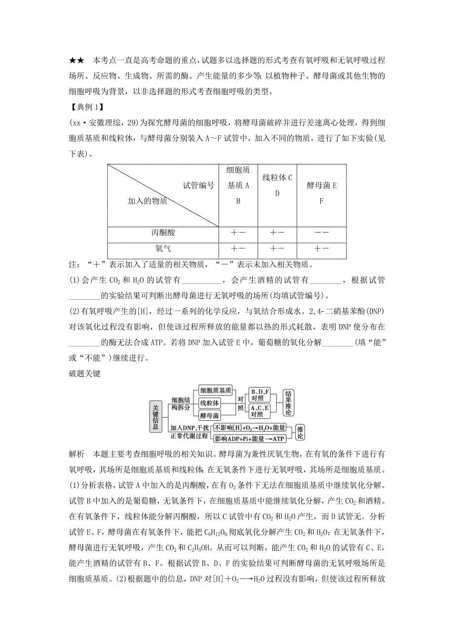 2019-2020年高考生物一轮复习方案 3-2 ATP的主要来源 细胞呼吸 新人教版必修1.doc_第5页