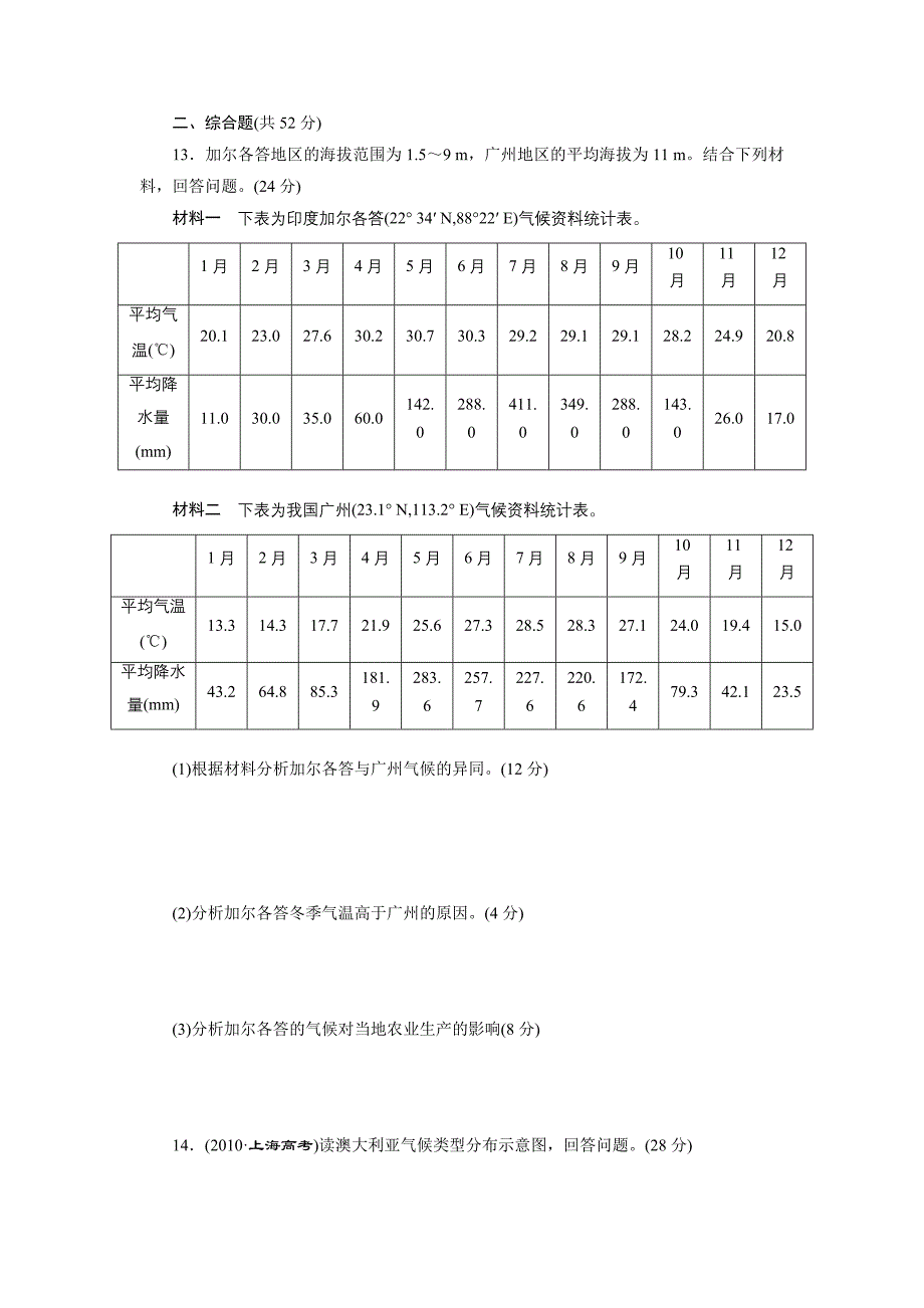 课时跟踪检测(十一)　全球气候变化和气候类型判读.doc_第4页