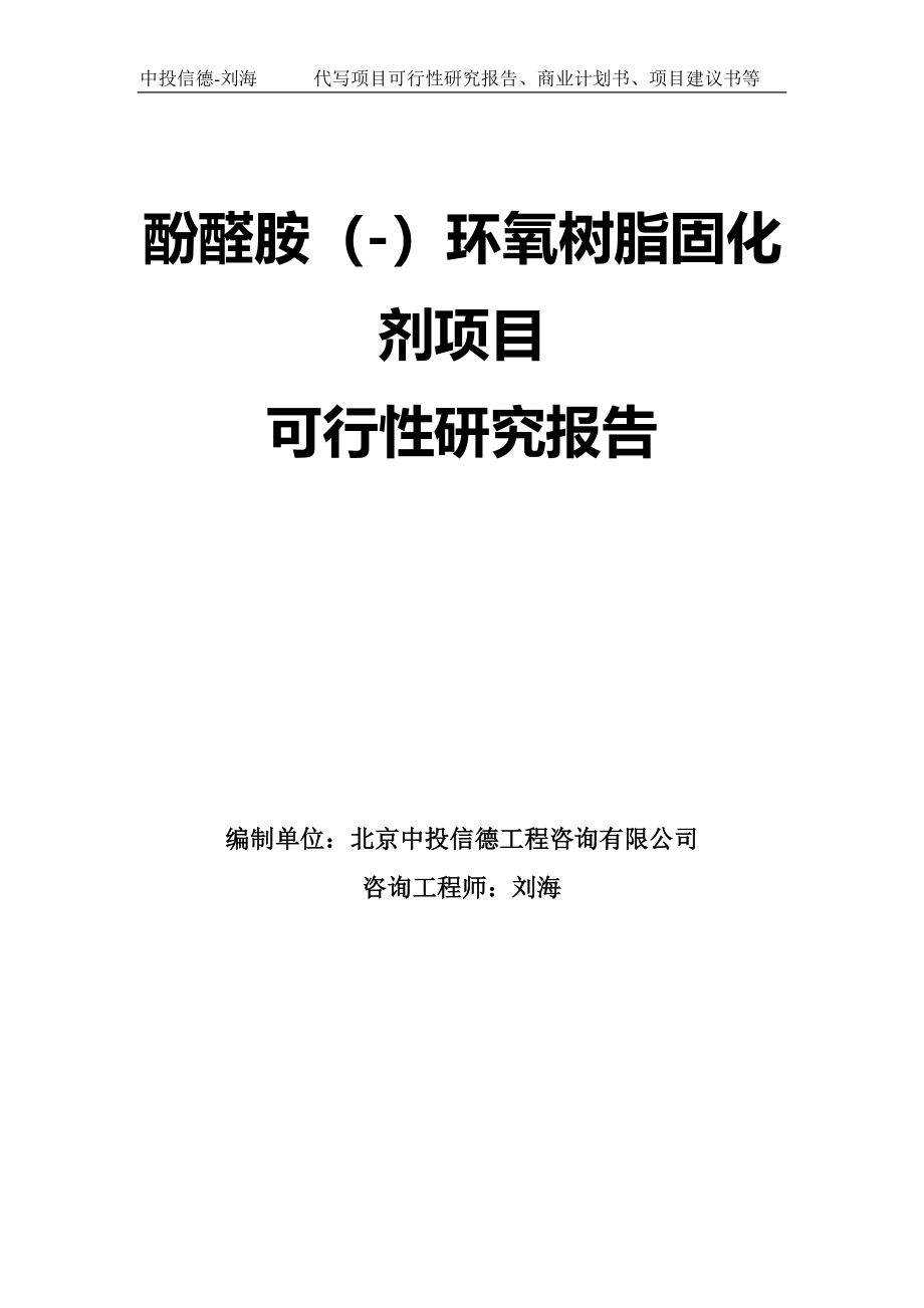 酚醛胺（-）环氧树脂固化剂项目可行性研究报告模板_第1页