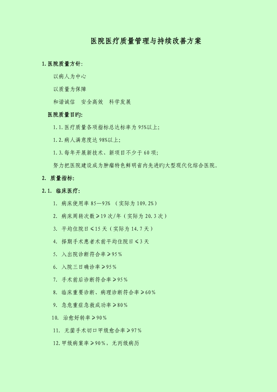 医疗质量管理与持续改进专题方案_第1页