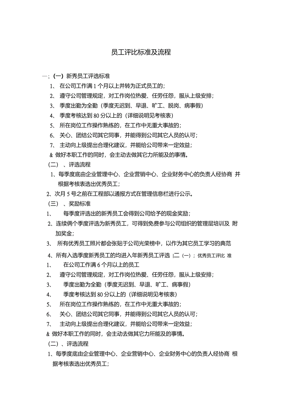 优秀员工评比标准及细节_第1页