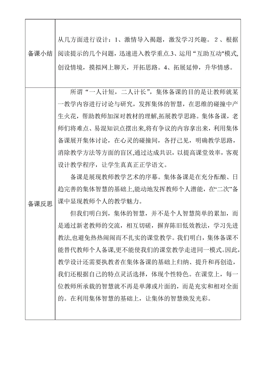 小学语文集体备课记录表_第2页