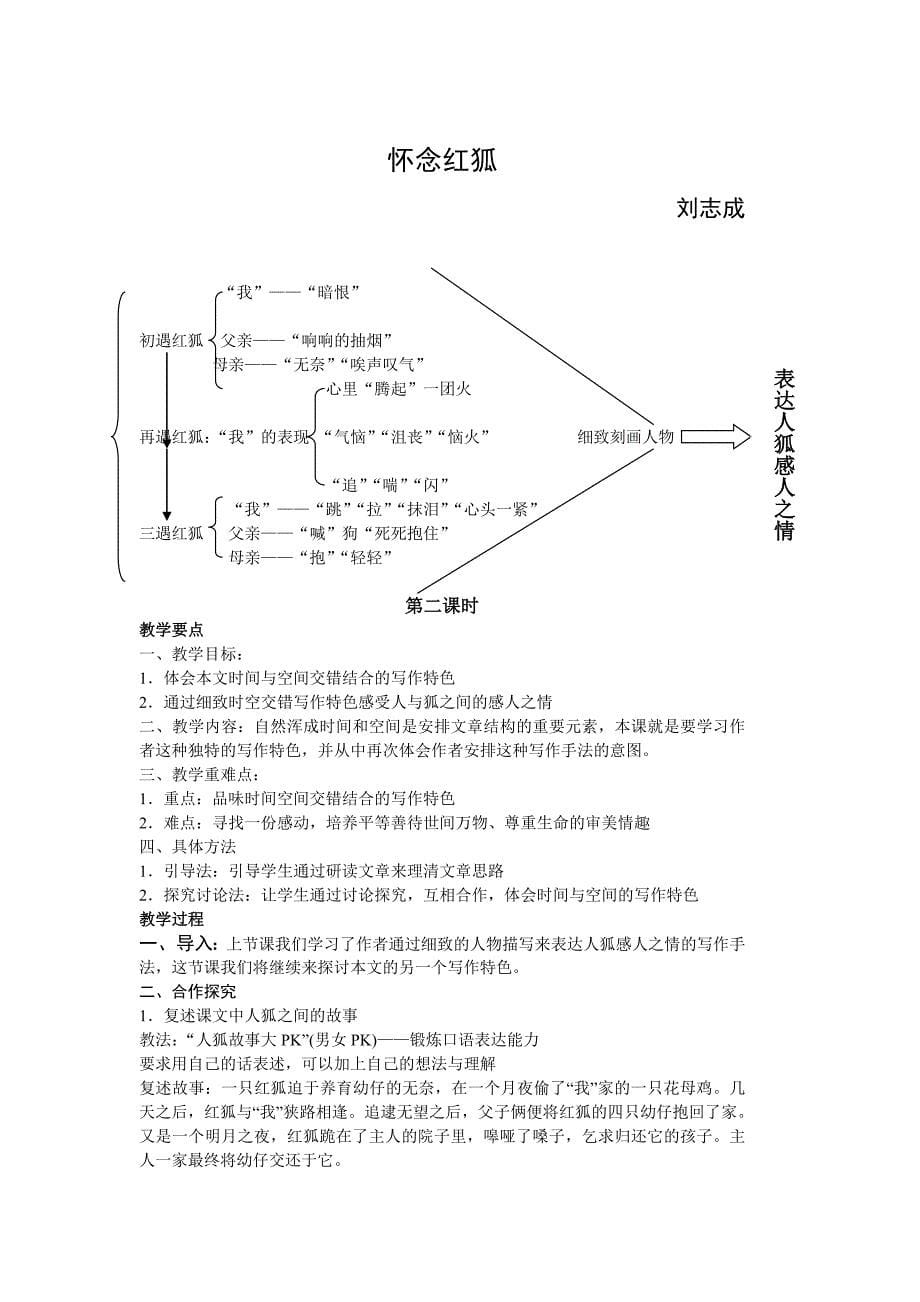 黄慈翔《怀念红狐》教案_第5页