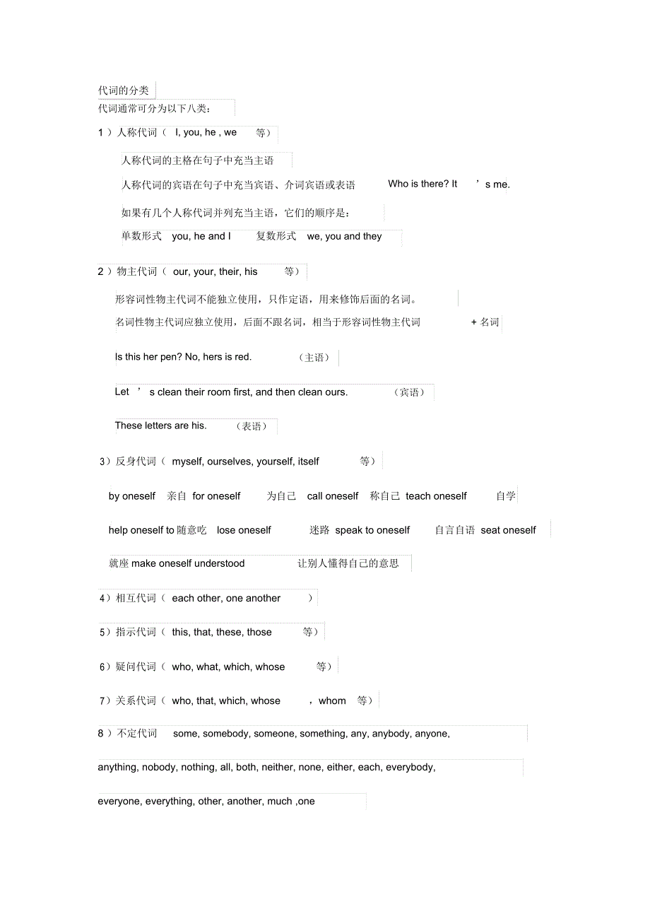 (完整版)代词的分类_第1页