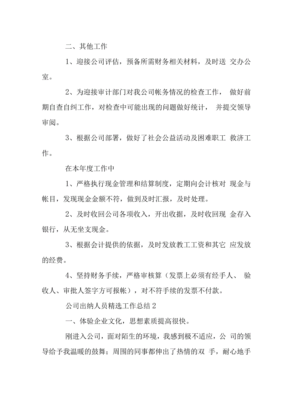 公司出纳人员工作总结.docx_第2页