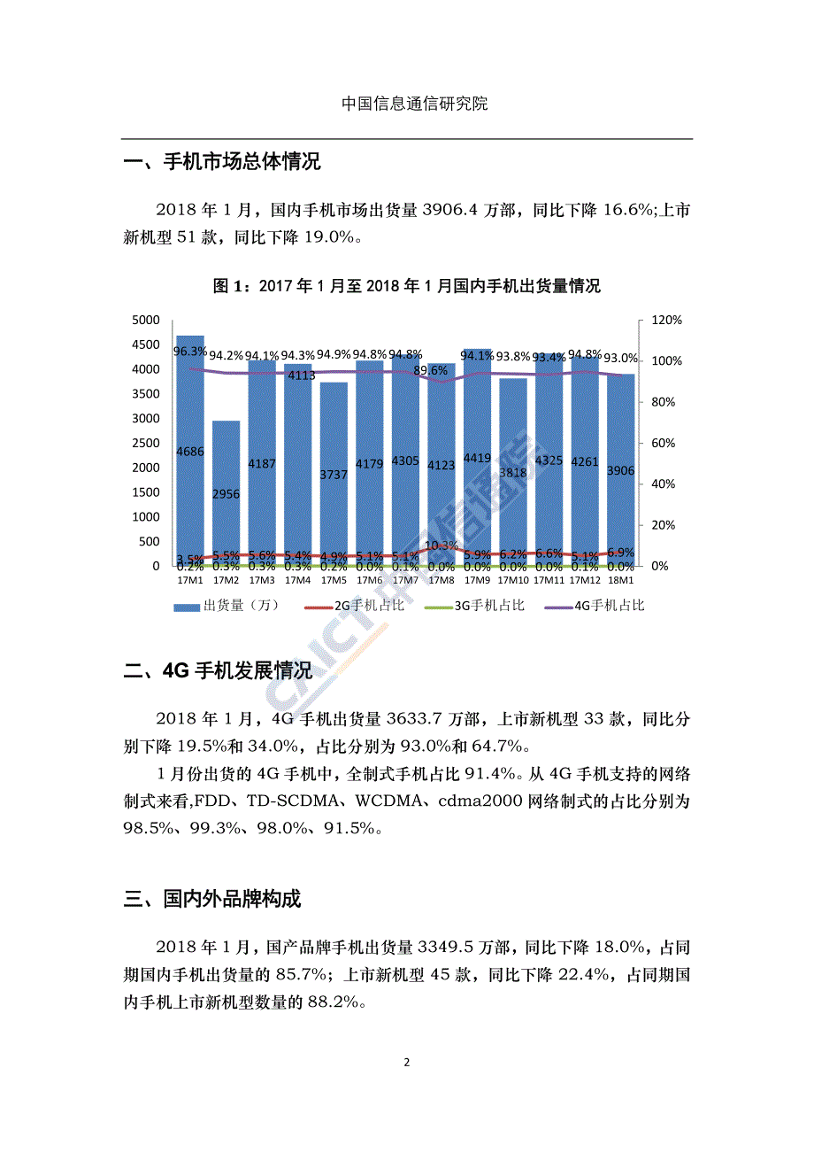 2018 年 1 月国内手机市场运行分析报告_第2页