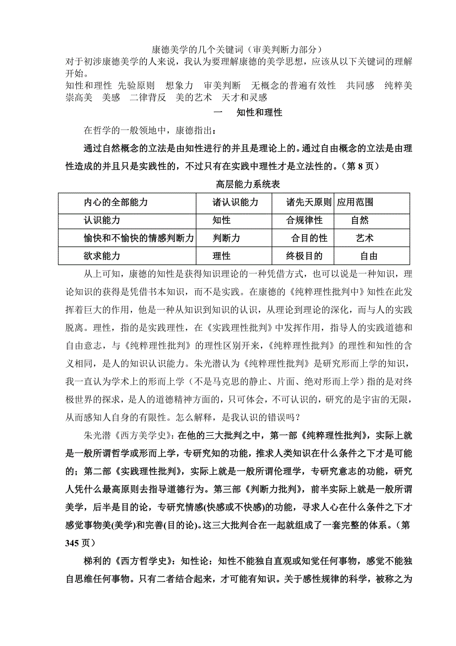 康德美学的几个关键点_第1页