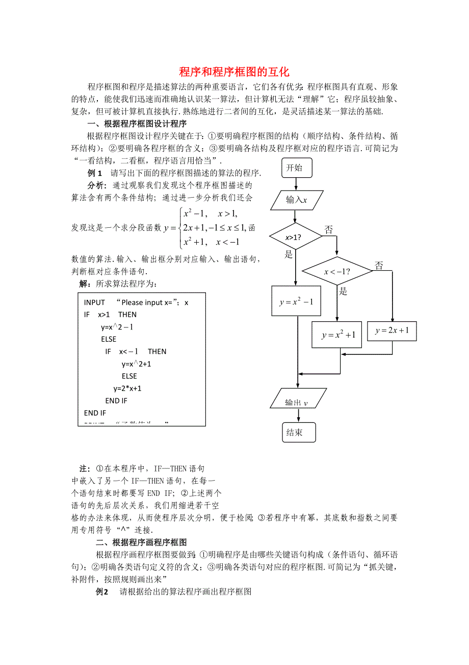 高考数学复习点拨 程序和程序框图的互化_第1页