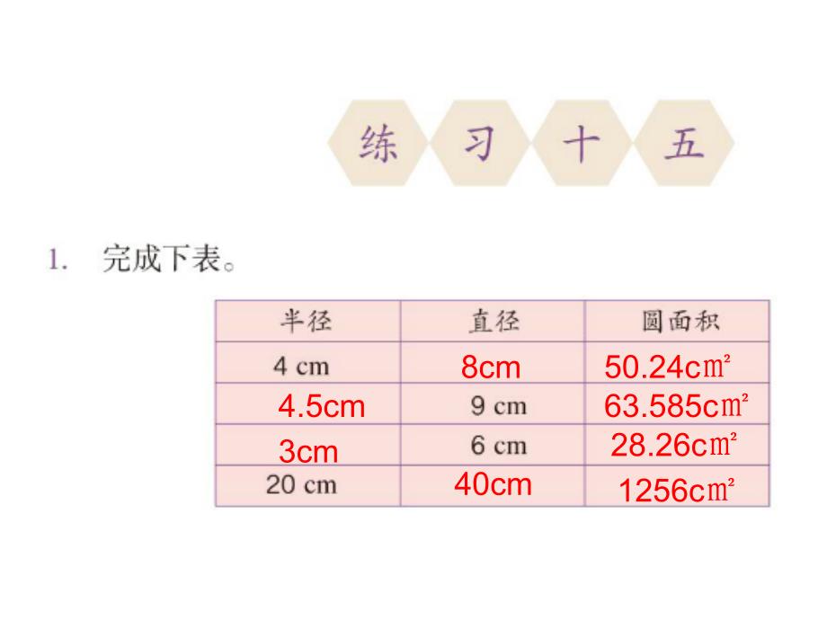 新人教版六年级上册圆的面积练习十五_第1页