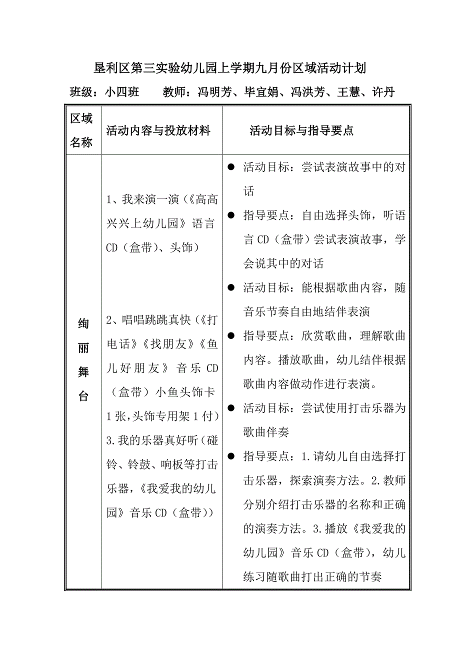 小四班上学期区域活动月计划(9-12月) -_第1页