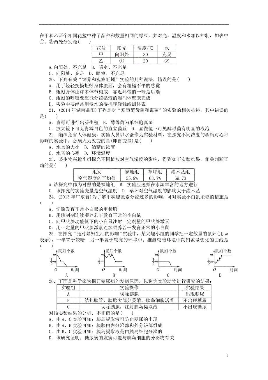 【中考风向标】2015年中考生物 专题突破复习三 科学探究题型_第3页