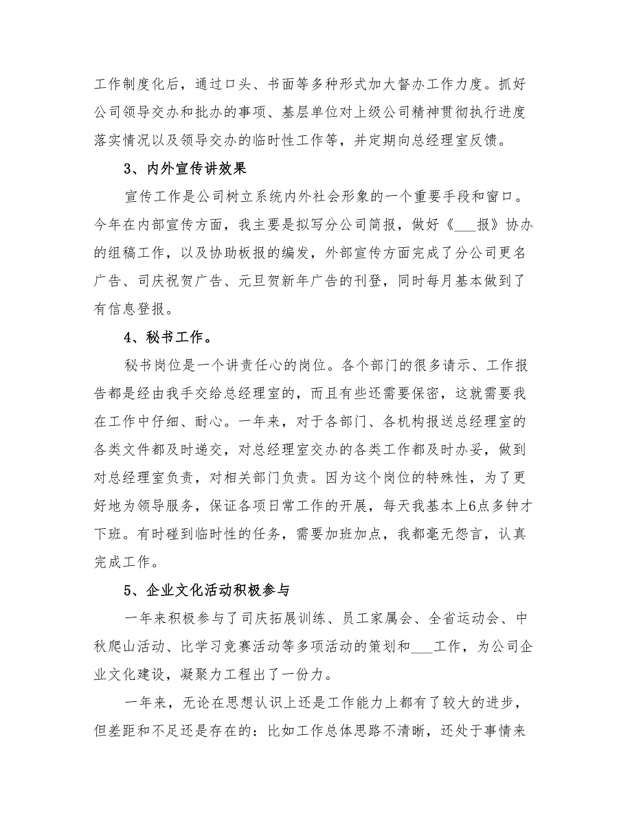 2022年公司的办公室文秘人员的个人工作总结_第3页