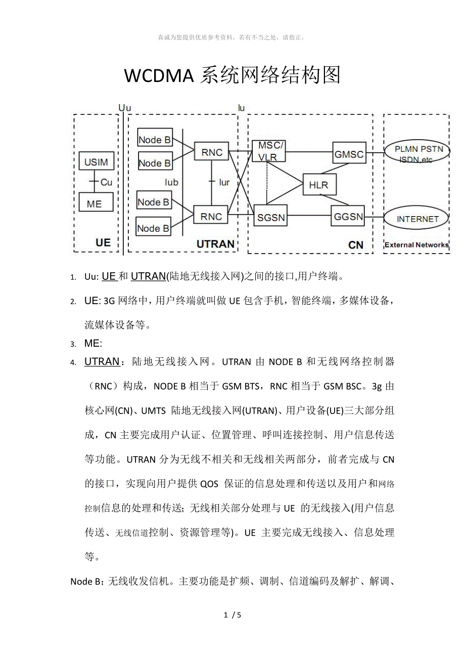 WCDMA系统网络结构图_第1页