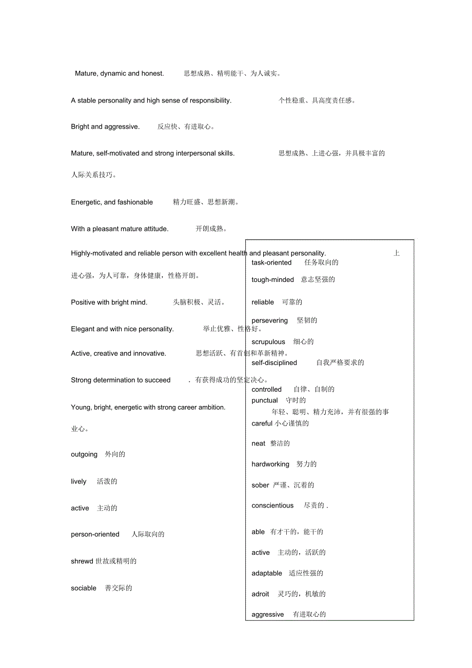 表达人的性格品质的英文表达_第1页