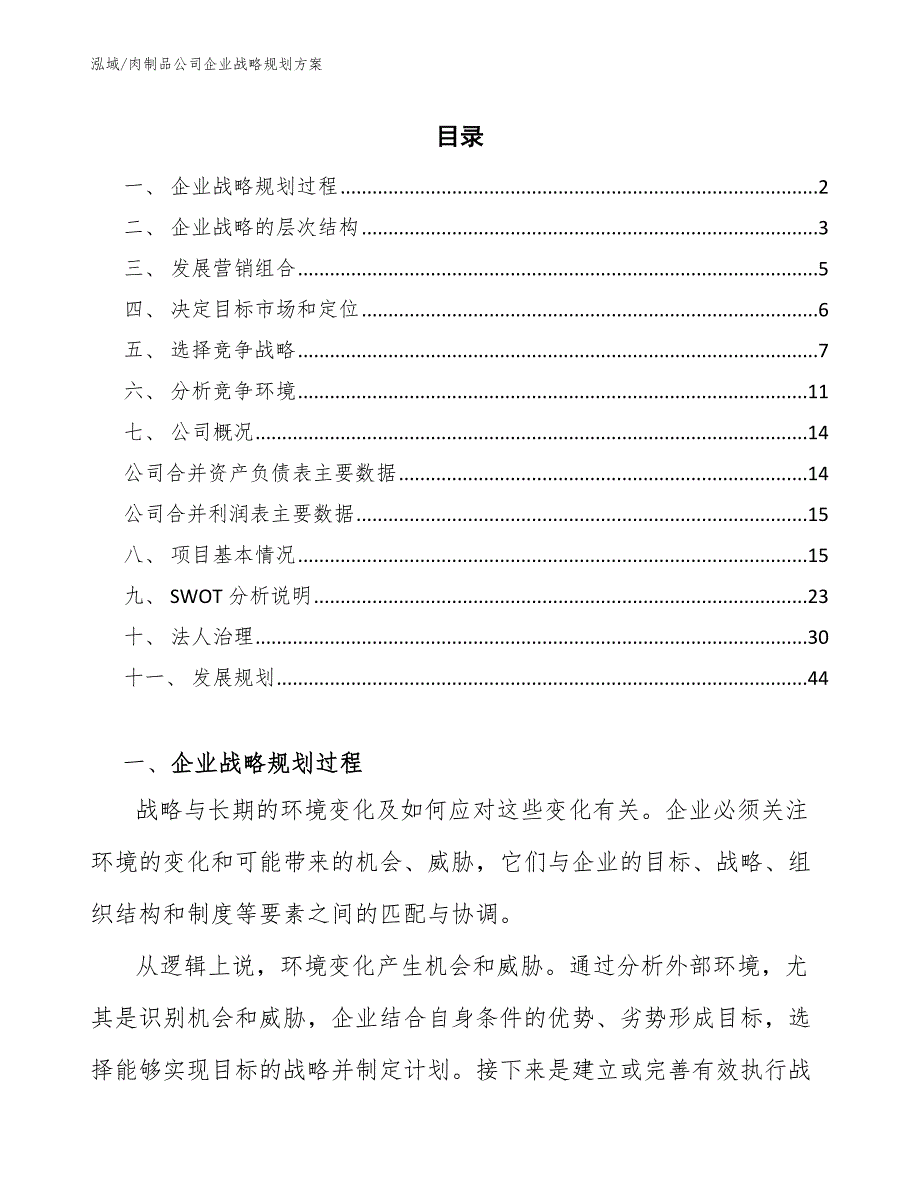 肉制品公司企业战略规划方案_第2页