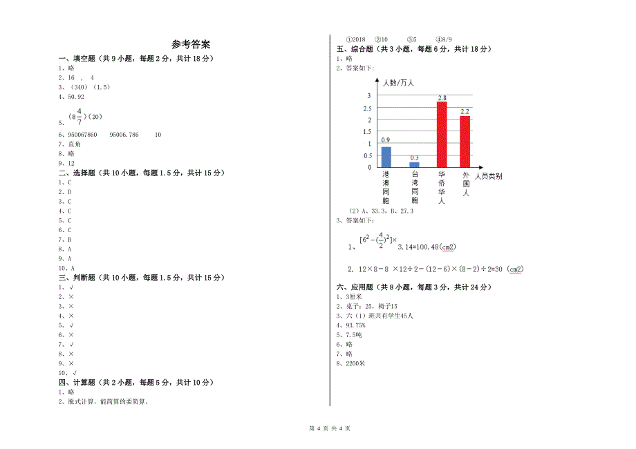 茂名市重点小学小升初数学综合练习试卷 附答案.doc_第4页