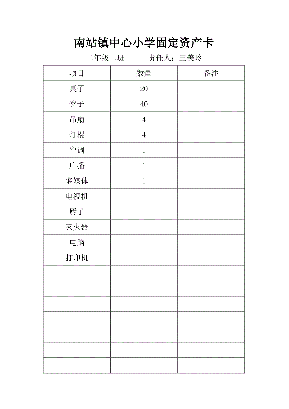 xxx中心小学各班各室固定资产表.doc_第5页