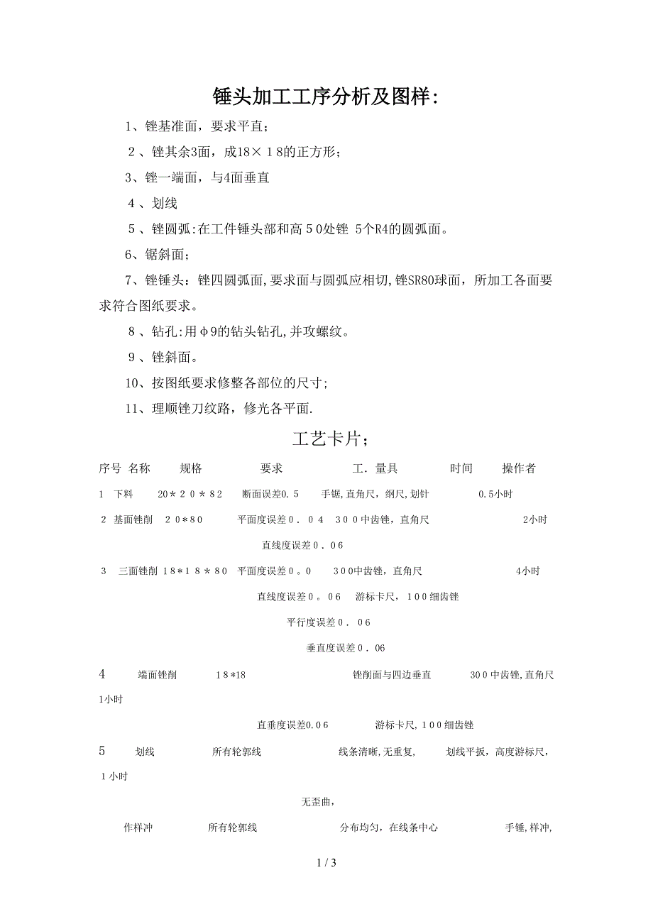 锤头加工工序分析及图样_第1页