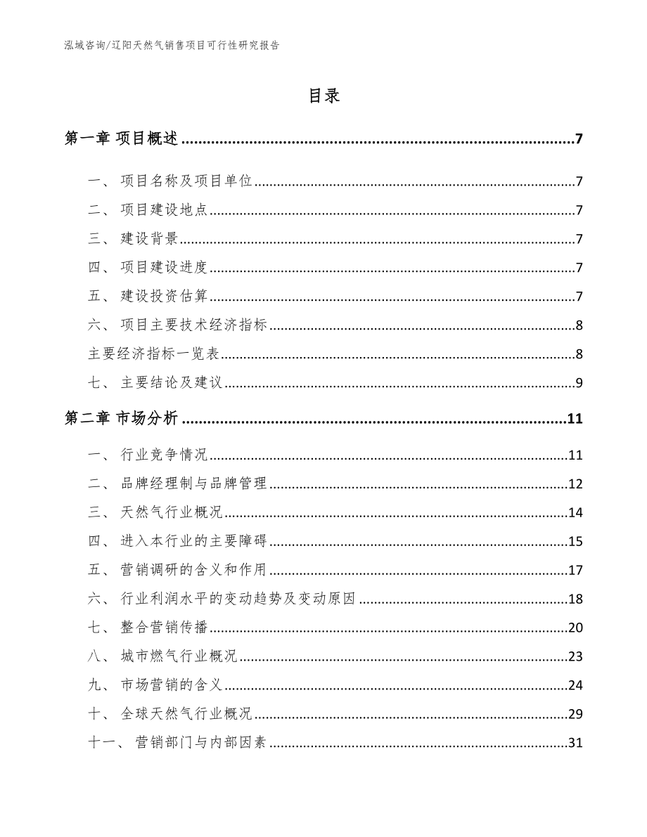 辽阳天然气销售项目可行性研究报告_第1页