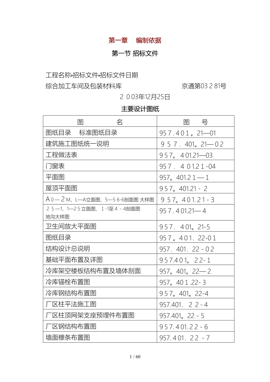 综合加工车间及包装材料库施工组织设计方案_第1页