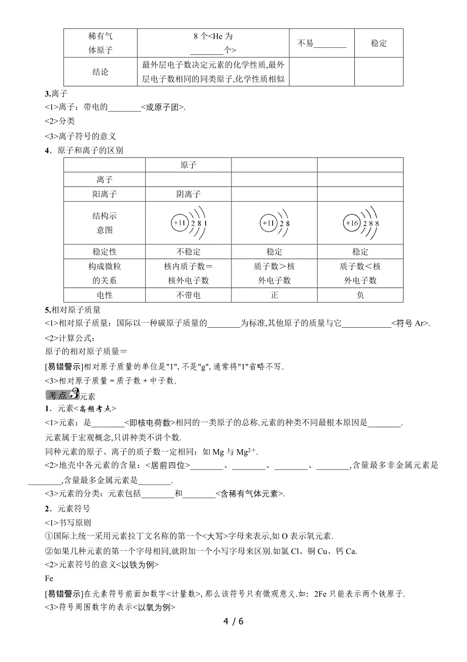 2016中考王中考命题研究(贵阳)化学-教材知识梳理模块二物质构成的奥秘_第4页