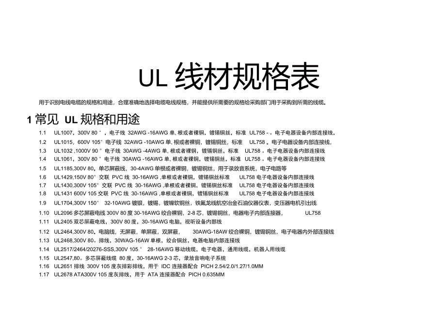 UL线材规格表_第1页