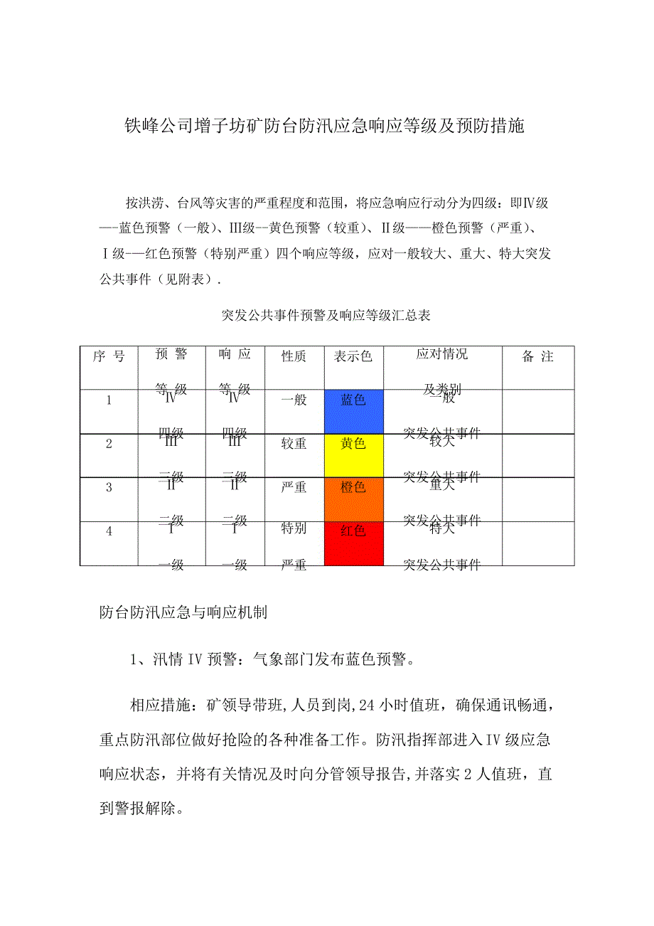 防台防汛响应等级及预防措施_第1页