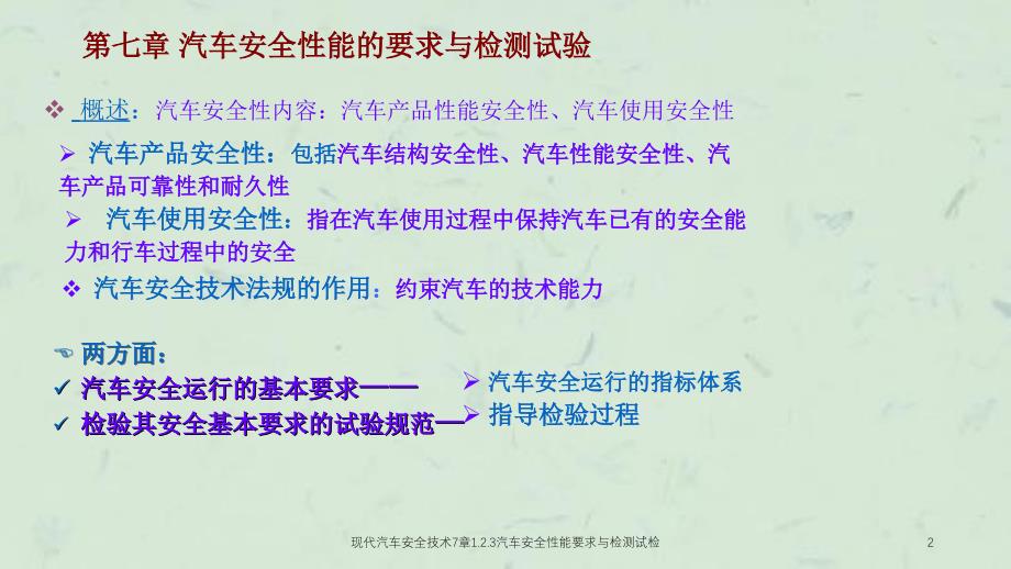 现代汽车安全技术7章1.2.3汽车安全性能要求与检测试检课件_第2页