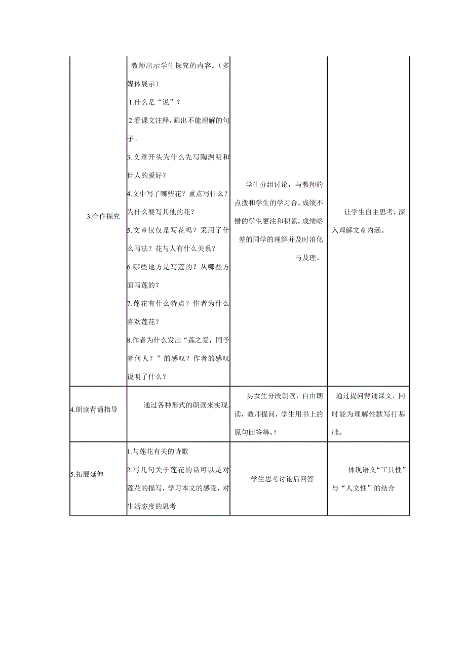 初中语文教学设计《爱莲说》_第3页