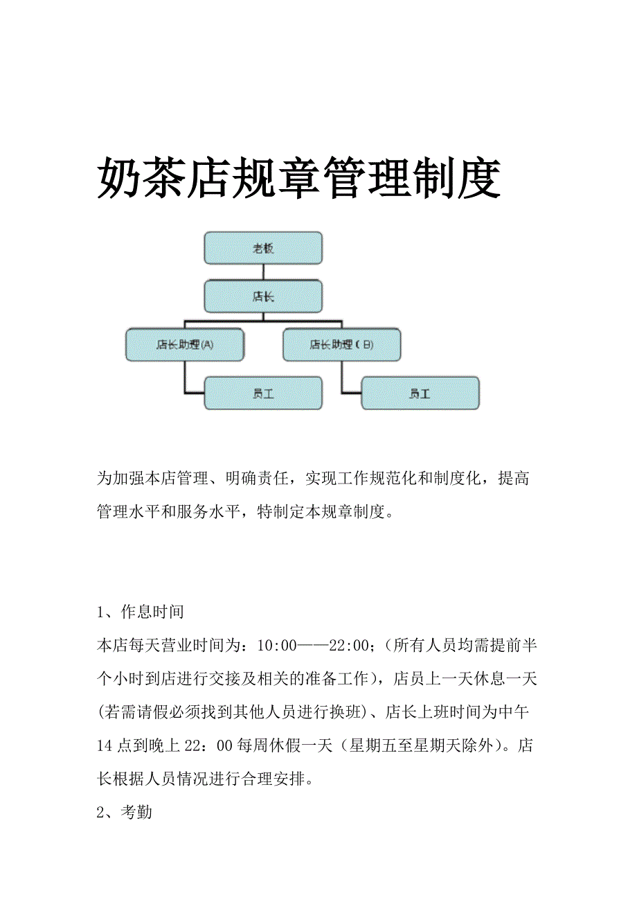 奶茶店规章管理制度_第1页