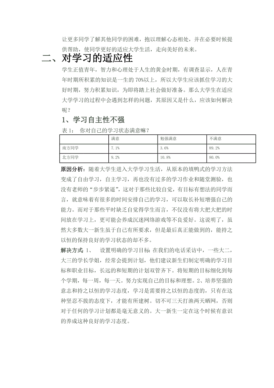 大一新生对大学生活适应性的调查_第2页