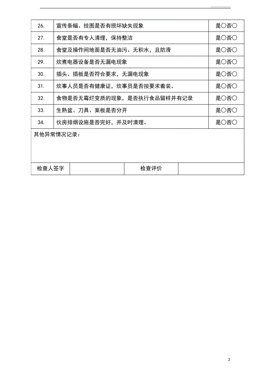 施工现场生活区日常安全检查表3617_第2页