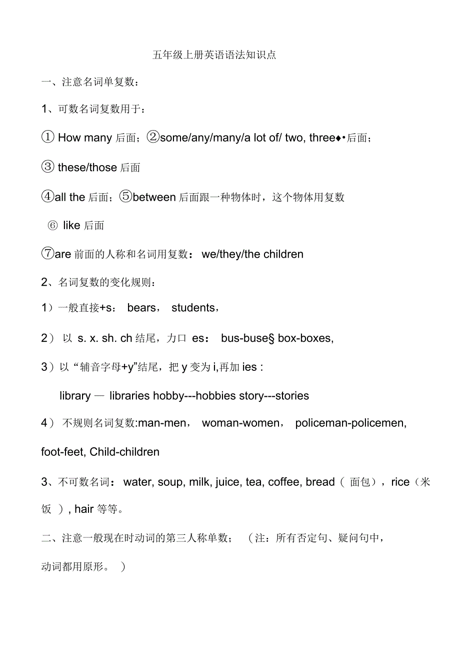 译林版五年级上册英语语法知识点_第1页
