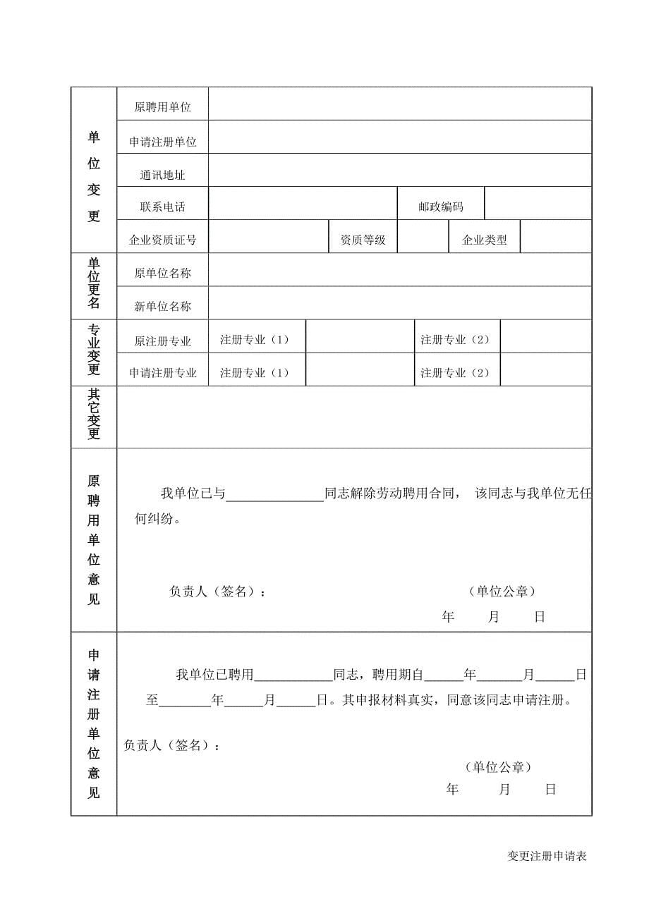 注册监理工程师变更注册申请表_第5页