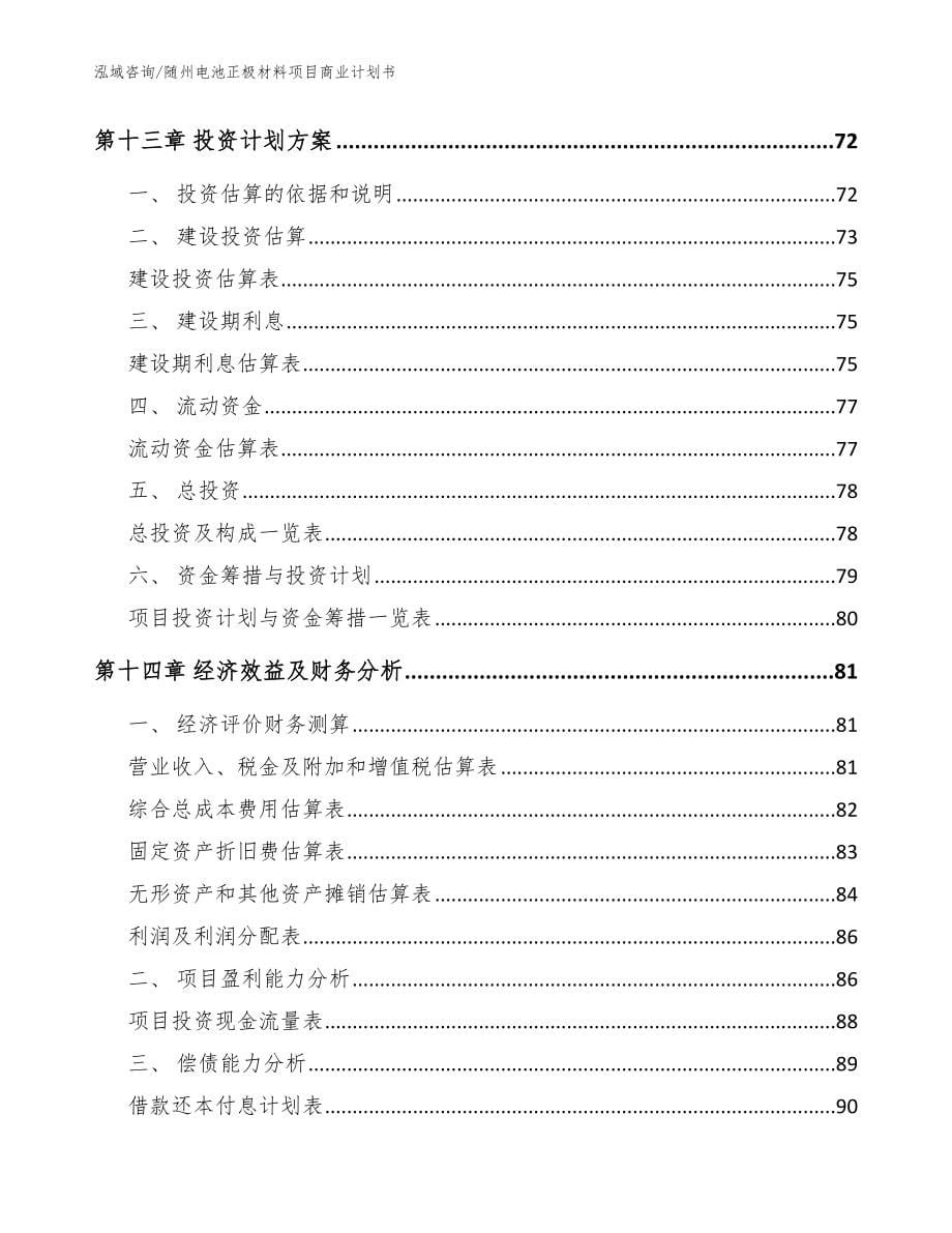 随州电池正极材料项目商业计划书（模板范文）_第5页